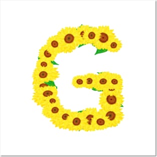 Sunflowers Initial Letter G (White Background) Posters and Art